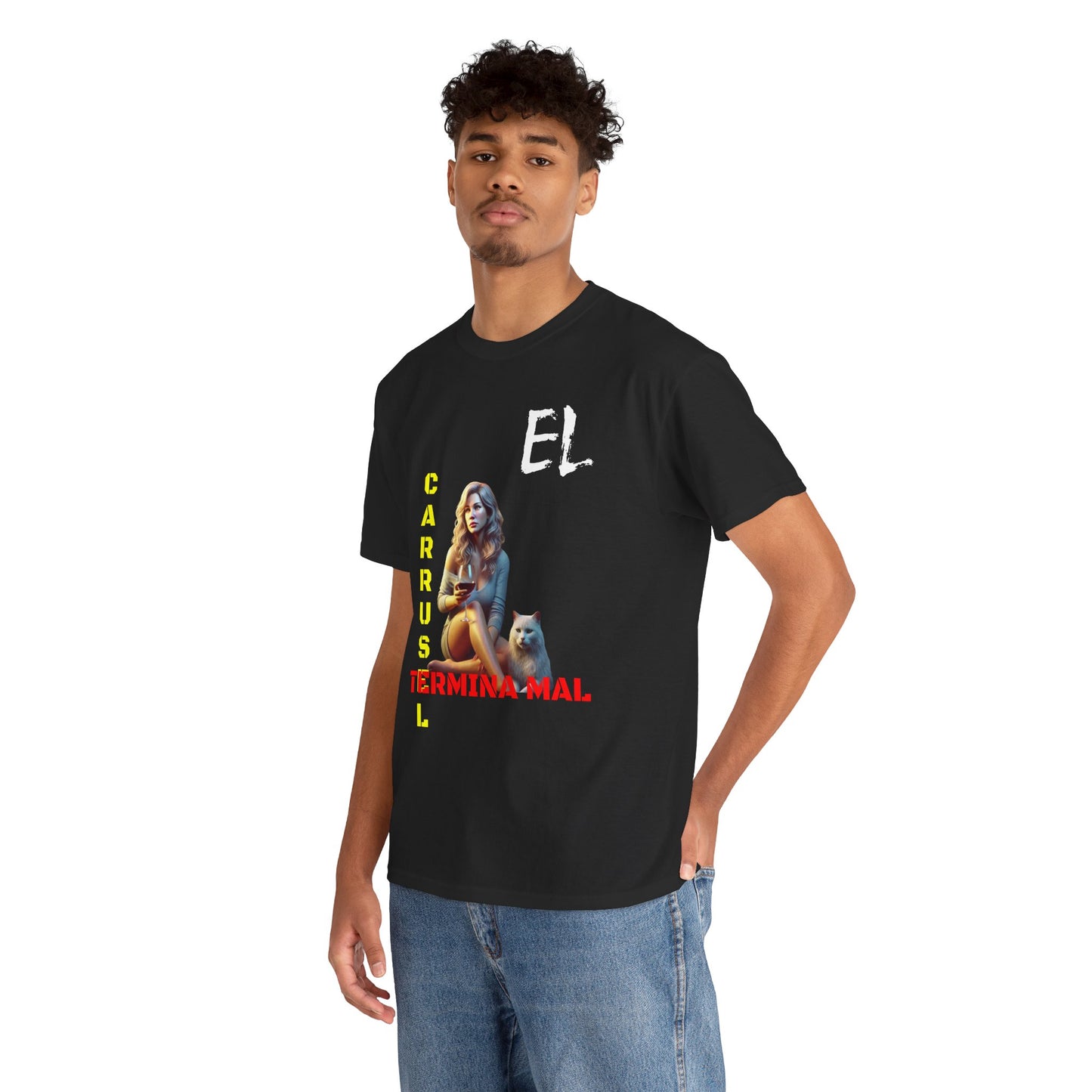 CAMISETA HOMBRE ALFA "EL CARRUSEL TERMINA MAL".(USA)