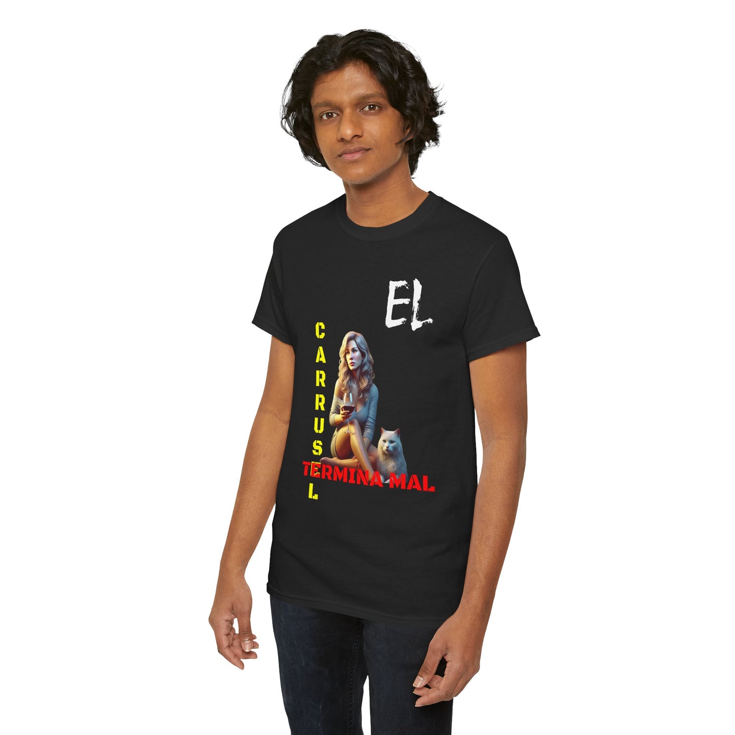 CAMISETA HOMBRE ALFA "EL CARRUSEL TERMINA MAL".(USA)