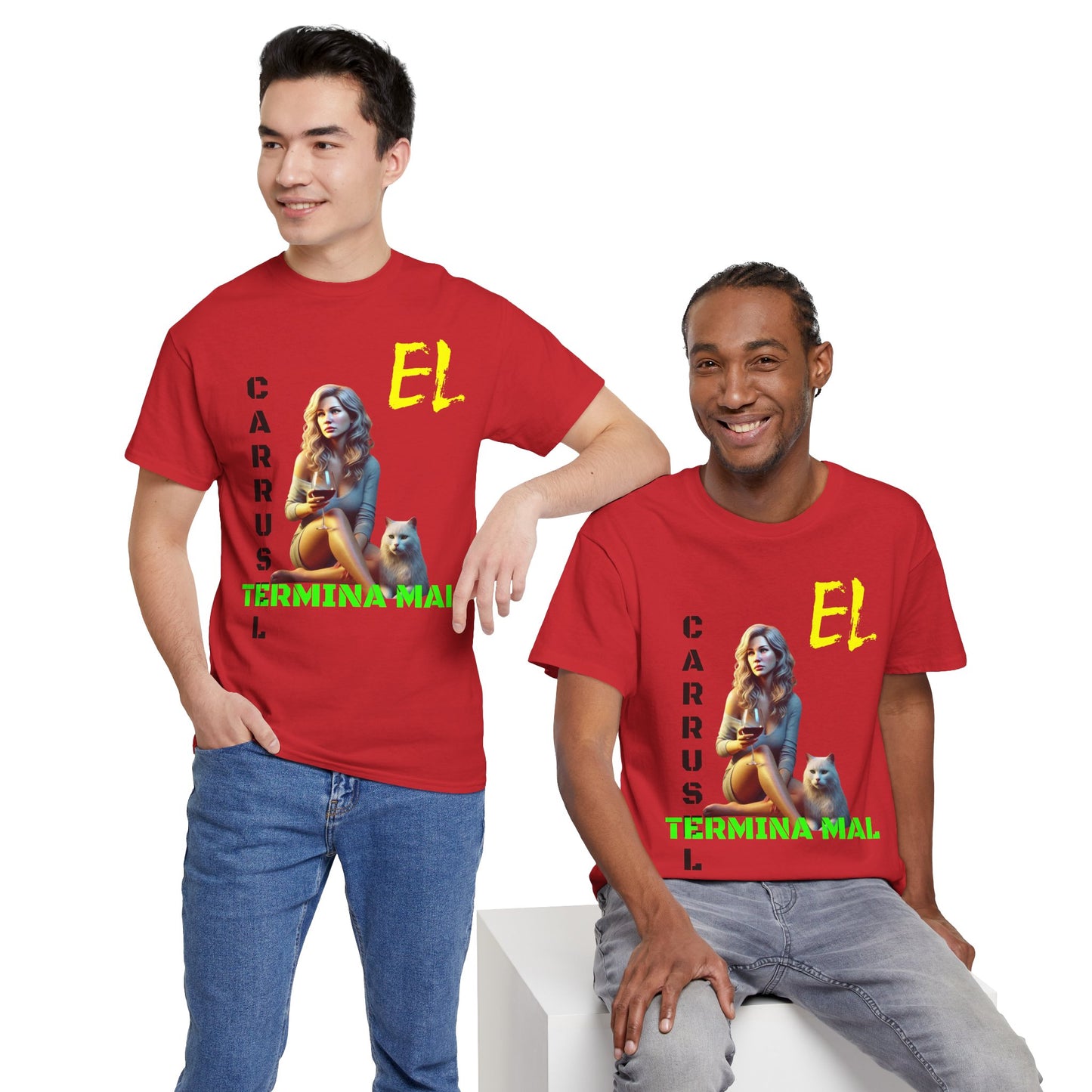 CAMISETA HOMBRE ALFA "EL CARRUSEL TERMINA MAL".(EUROPA)