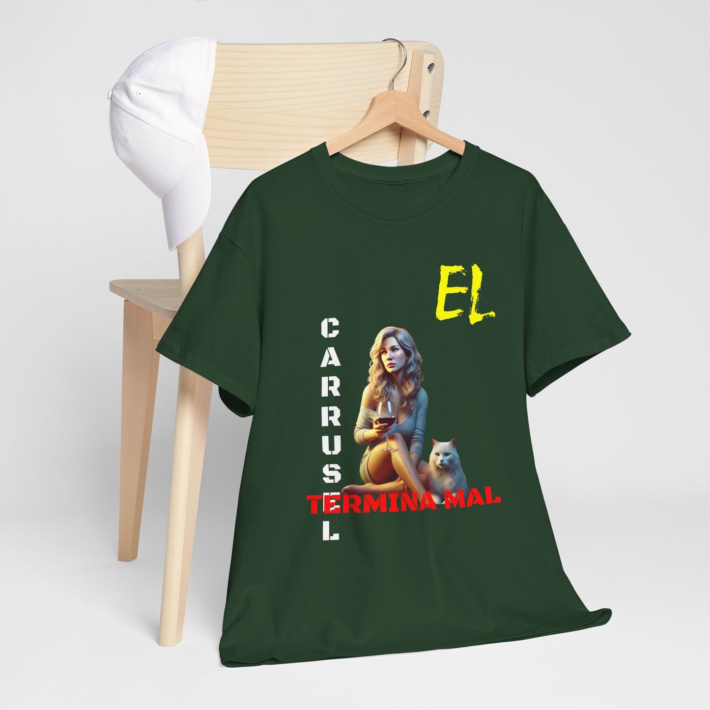 CAMISETA HOMBRE ALFA "EL CARRUSEL TERMINA MAL".(USA)