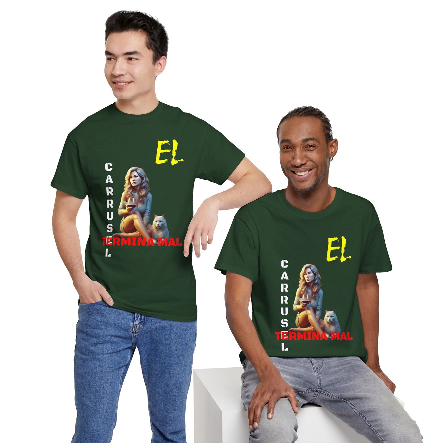 CAMISETA HOMBRE ALFA "EL CARRUSEL TERMINA MAL".(USA)