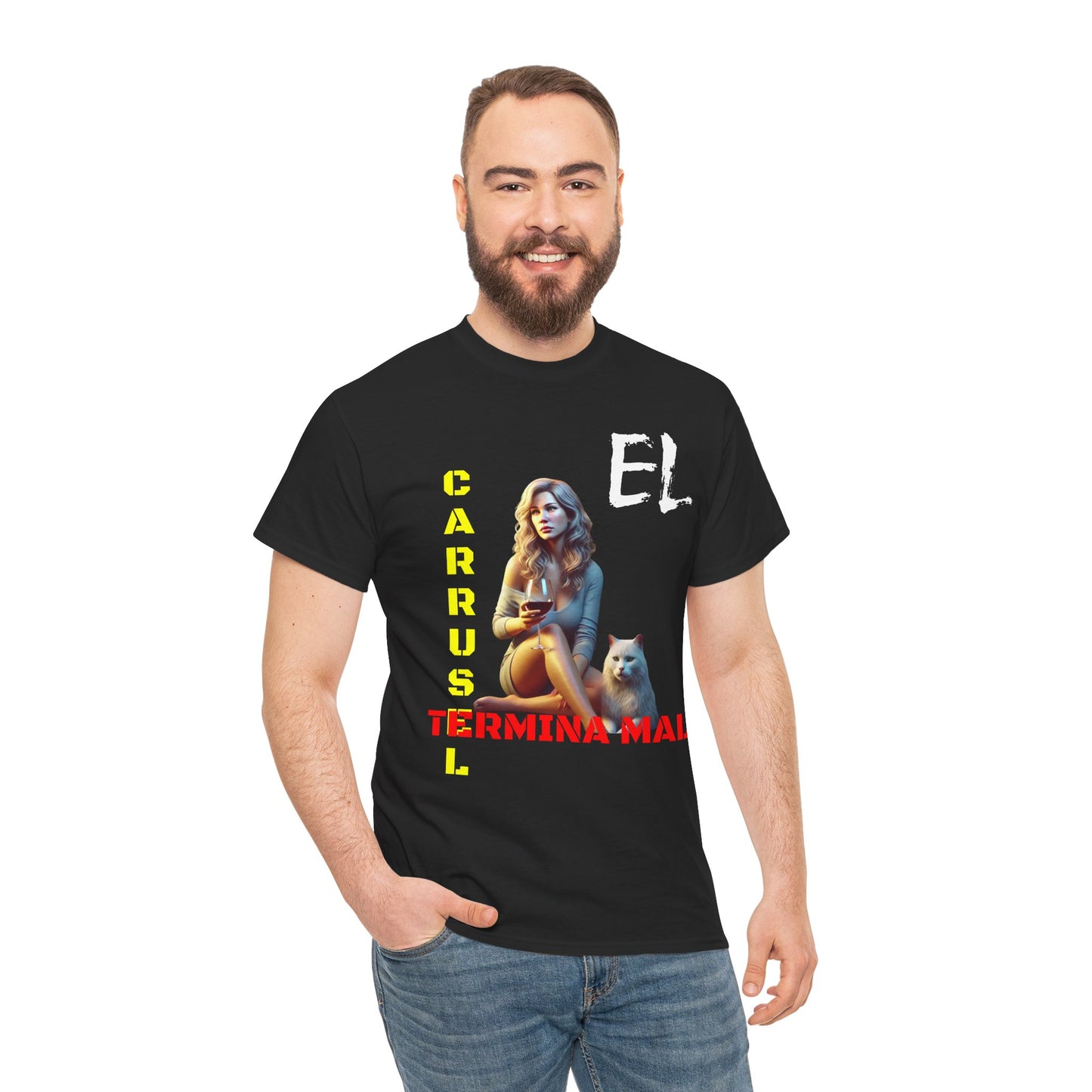 CAMISETA HOMBRE ALFA "EL CARRUSEL TERMINA MAL".(EUROPA)