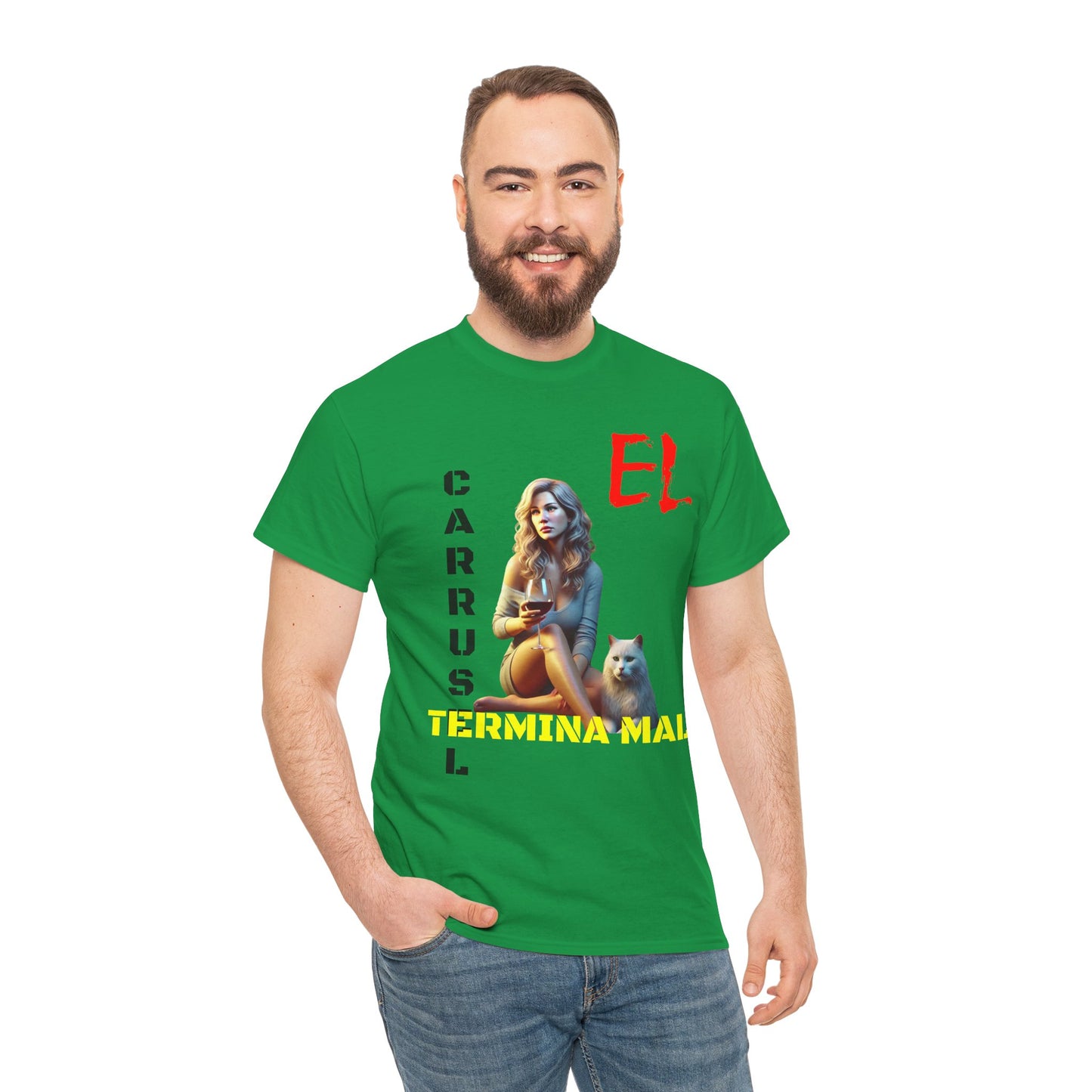 CAMISETA HOMBRE ALFA "EL CARRUSEL TERMINA MAL".(EUROPA)