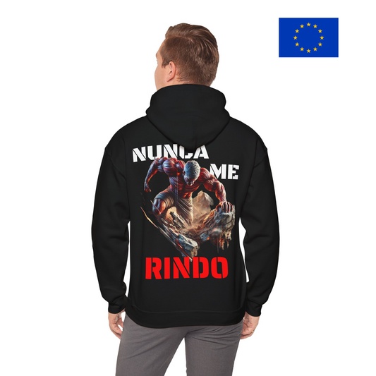 SUDADERA CON GORRO"NUNCA ME RINDO". (EUROPA).