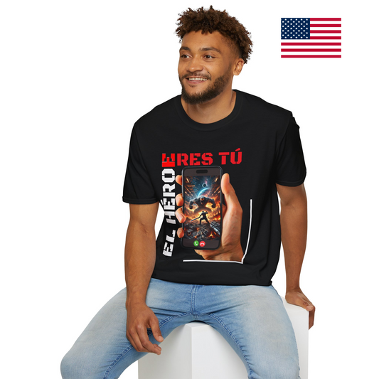 CAMISETA HOMBRE ALFA "EL HÉROE ERES TÚ".(USA).