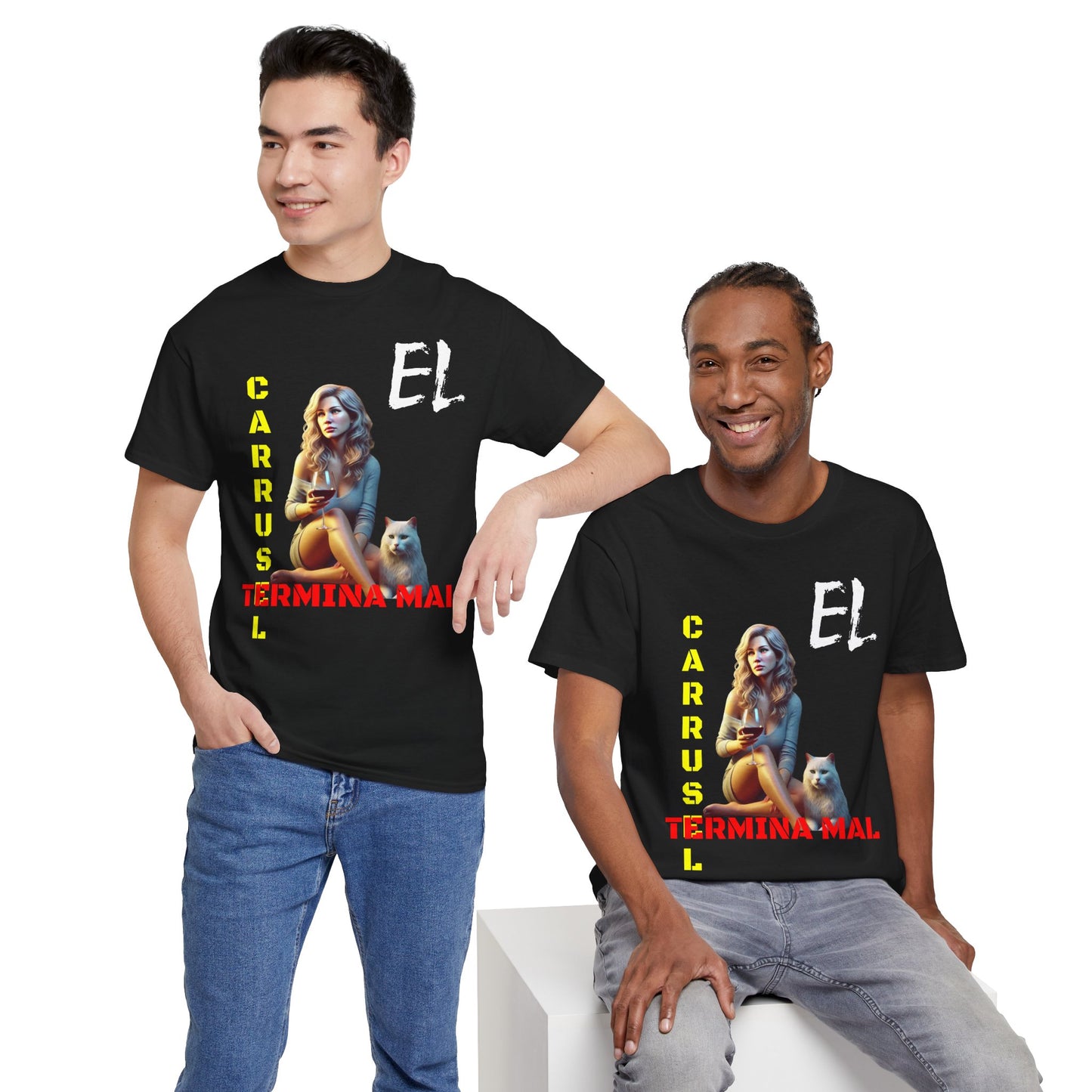 CAMISETA HOMBRE ALFA "EL CARRUSEL TERMINA MAL".(EUROPA)